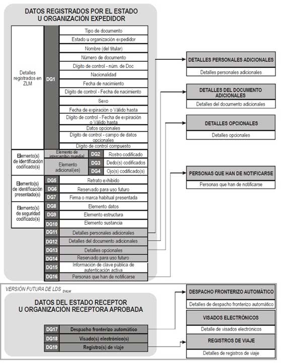 Estructura lógica de los datos de un pasaporte electrónico