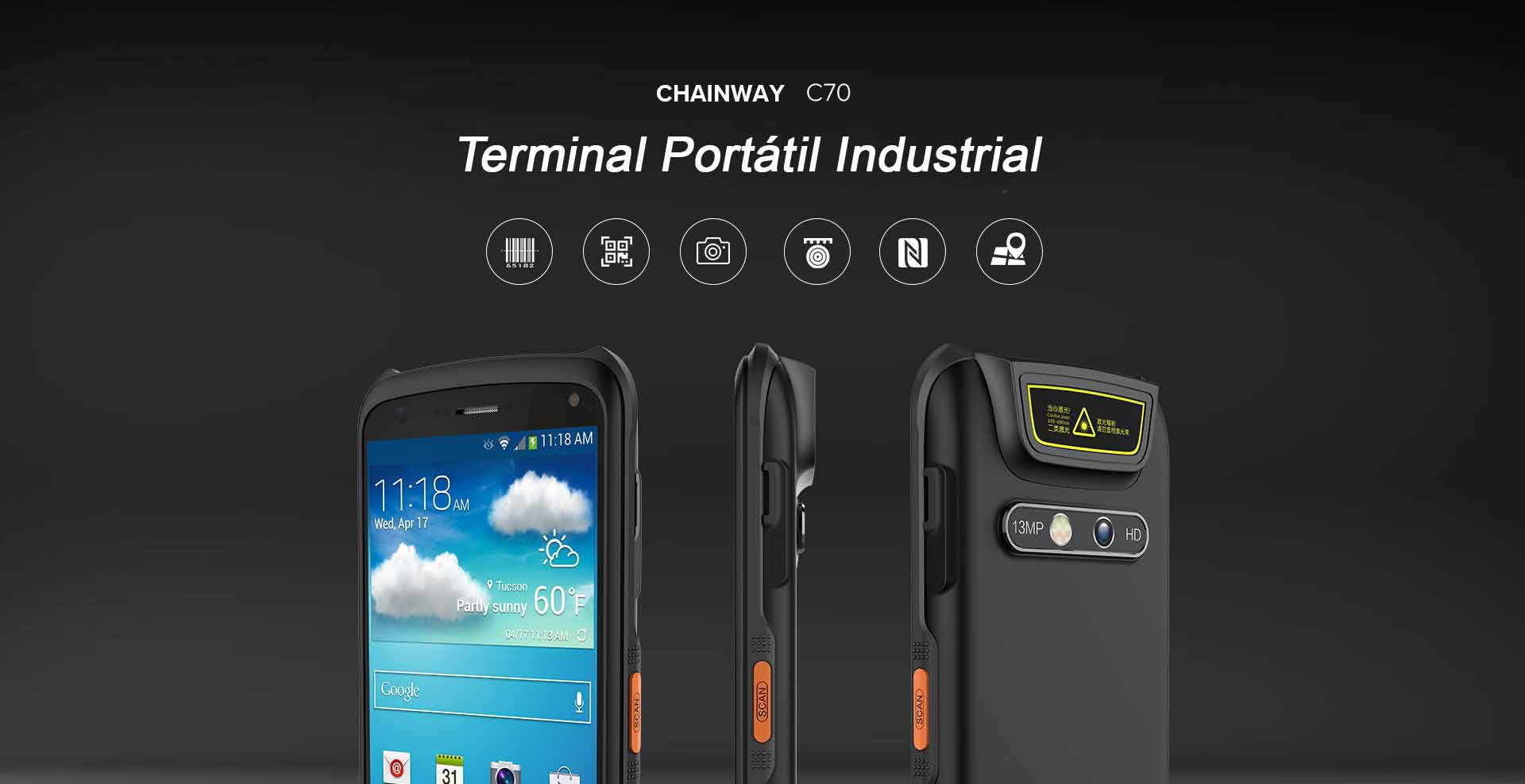 Terminal Móvel Android Chainway C70 com Termômetro