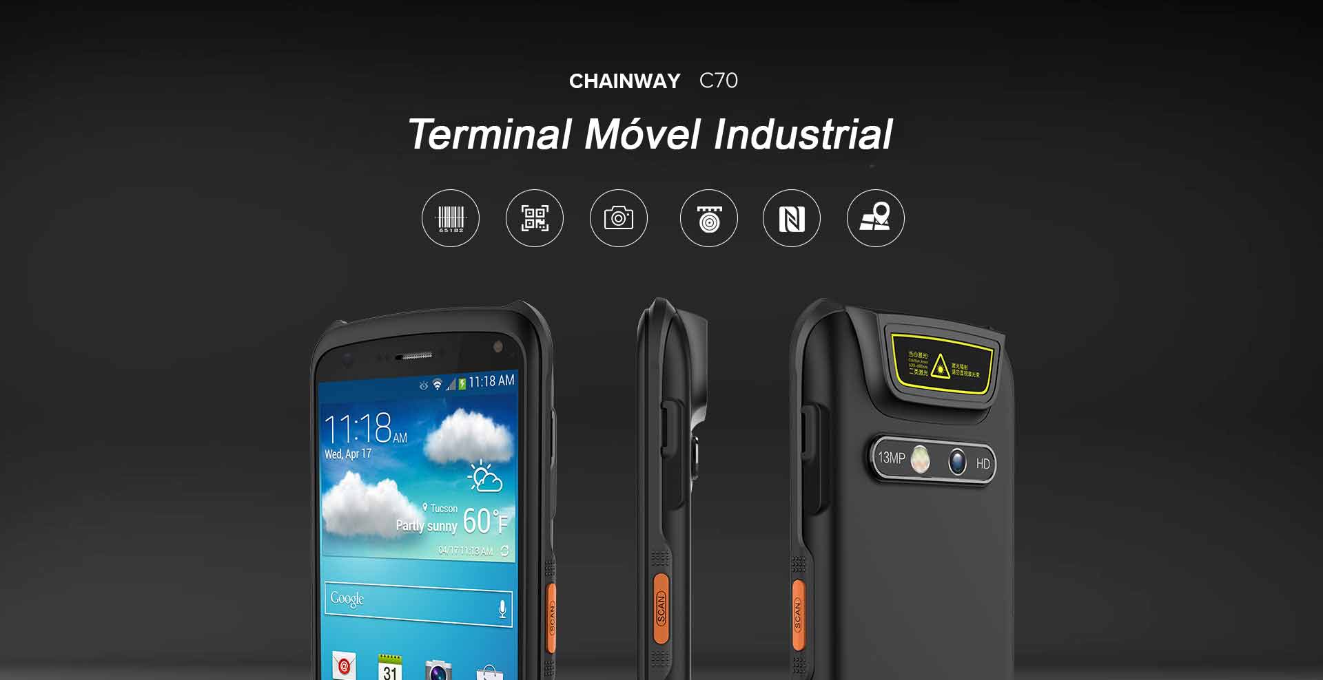 01_C70 Terminal Móvel Industrial C70 Chainway Android